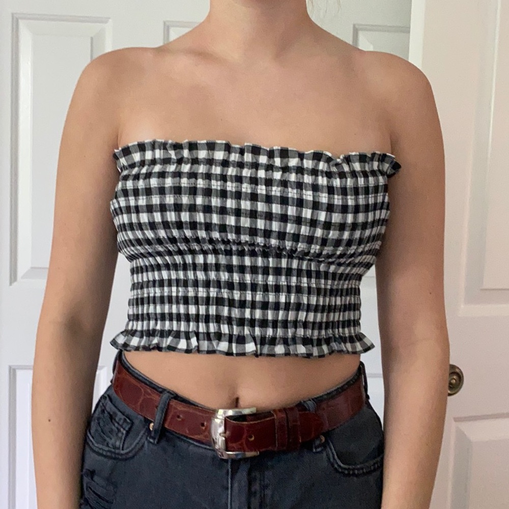 Gingham tube top
